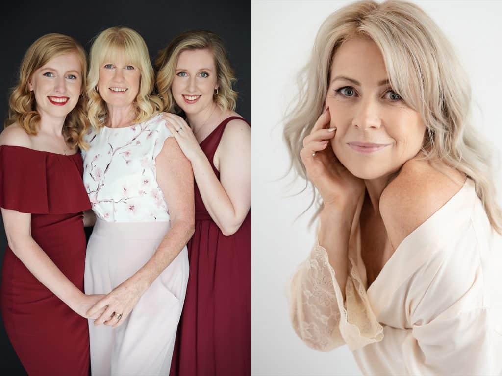 Portraits of women alone and with family